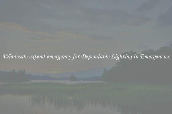 Wholesale extend emergency for Dependable Lighting in Emergencies