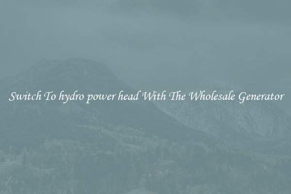 Switch To hydro power head With The Wholesale Generator